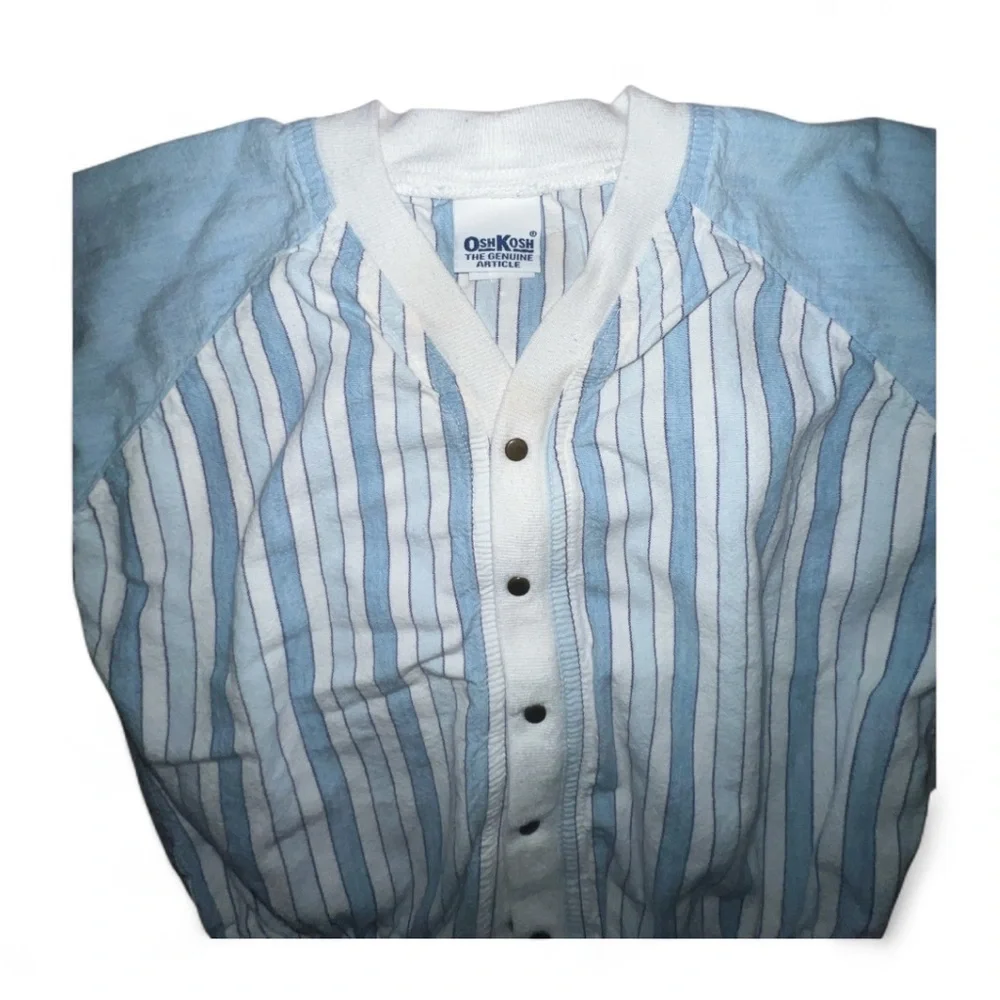 OshKosh B'gosh Light Blue Striped Button Down Onesie